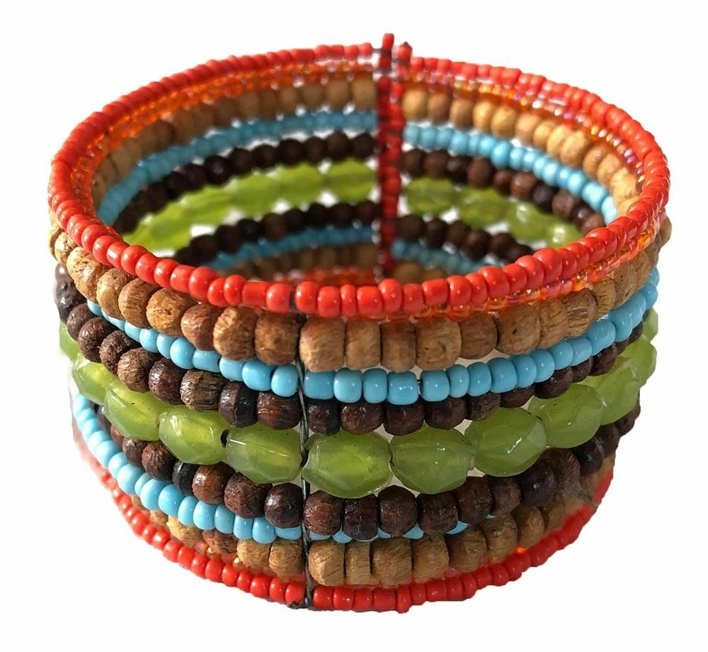 New Colorful Bead Bracelet: Title:New Colorful Bead BraceletDescription:New colorful bead rigid bracelet. Measurement from diameter: 2.5" ajustable Measurement from wide: 1.5" Measurement from biggest bead: 5mm
