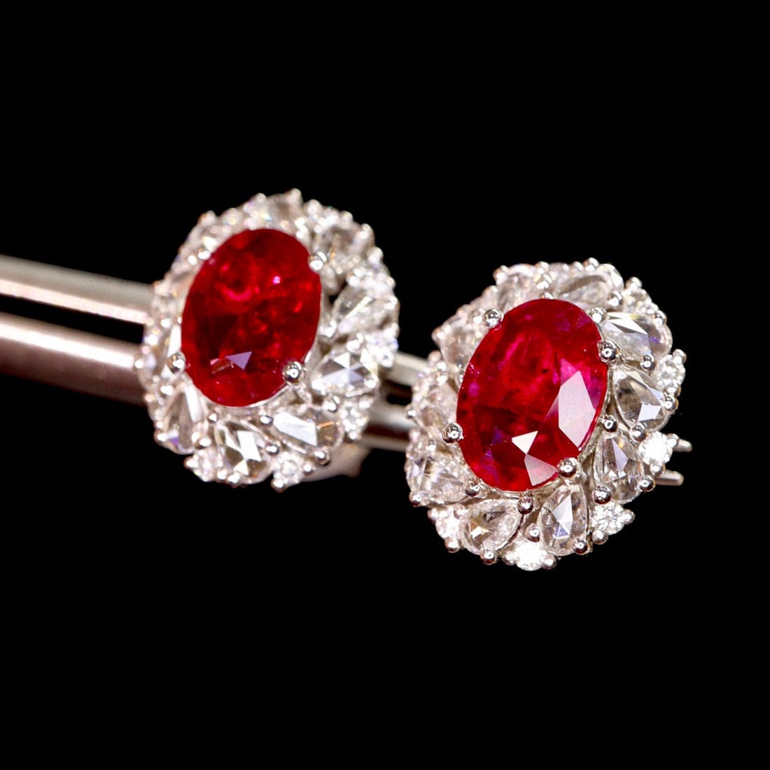 14K GOLD 1.94 CTW NATURAL RUBY & DIAMOND EARRINGS - 3