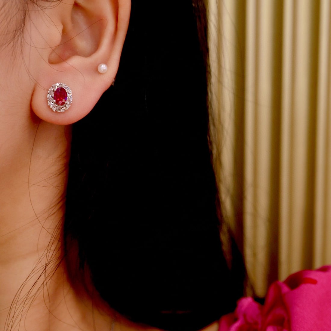 14K GOLD 1.94 CTW NATURAL RUBY & DIAMOND EARRINGS - 5