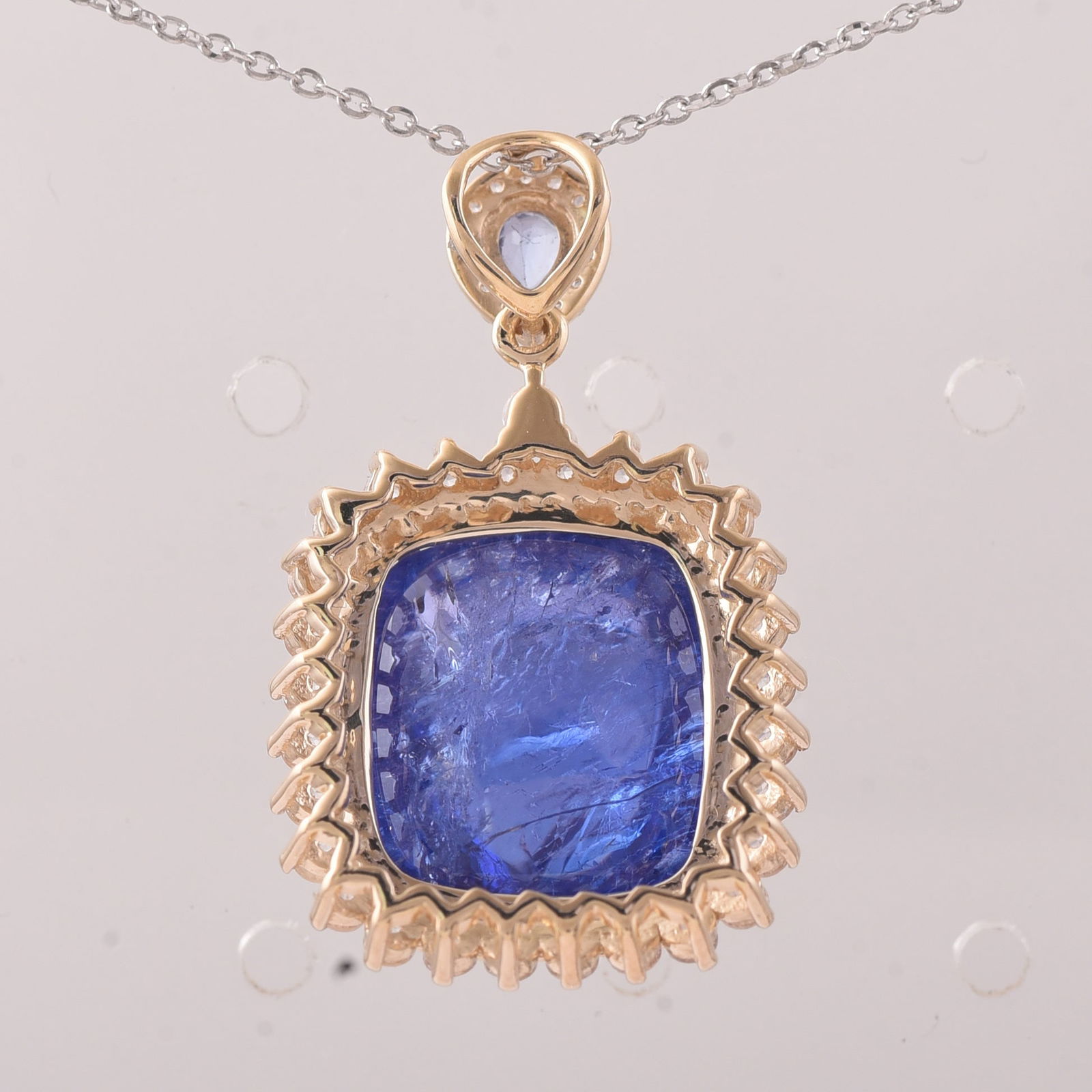 14.50 Ct Cushion Tanzanite 9K Gold Pendant - 2