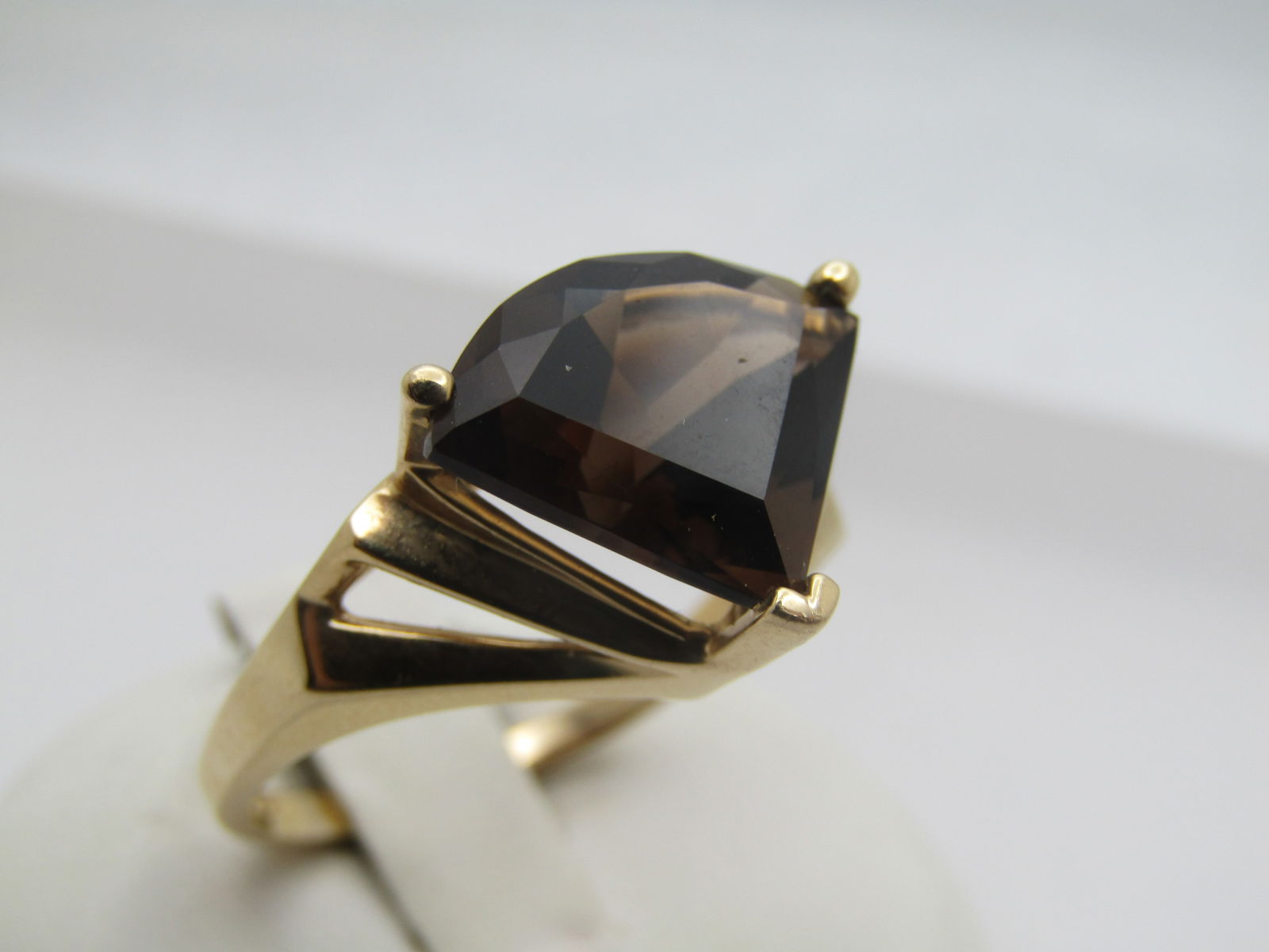 Vintage 14kt Smoky Topaz Ring, Sz. 11.5, 1980's-1990's, Signed UP - 2