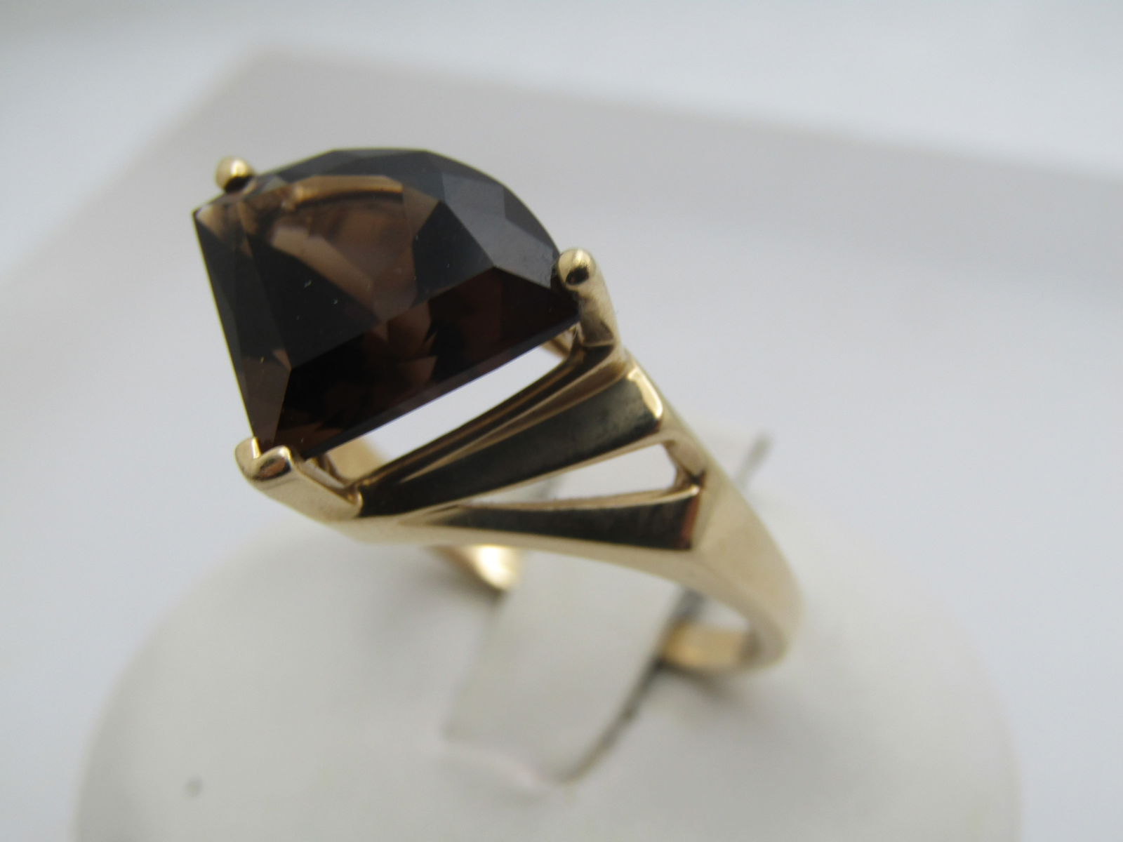 Vintage 14kt Smoky Topaz Ring, Sz. 11.5, 1980's-1990's, Signed UP - 3