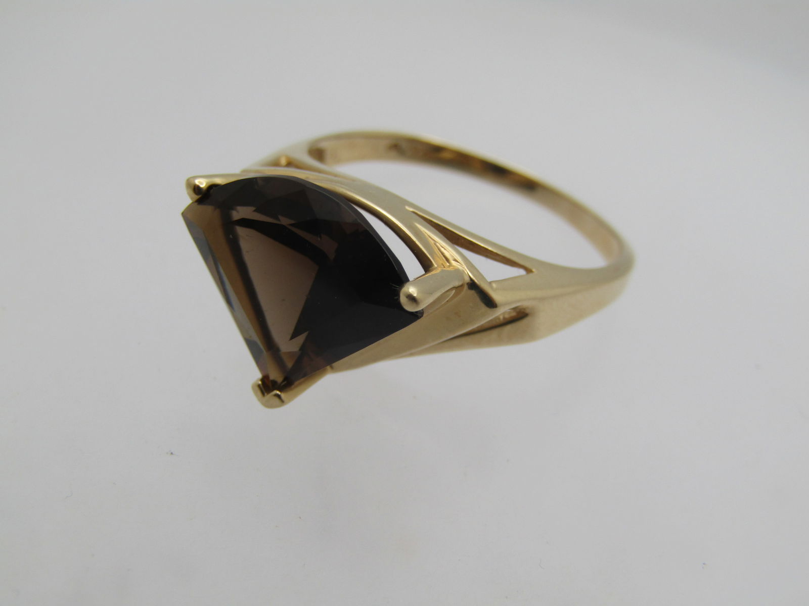 Vintage 14kt Smoky Topaz Ring, Sz. 11.5, 1980's-1990's, Signed UP - 4