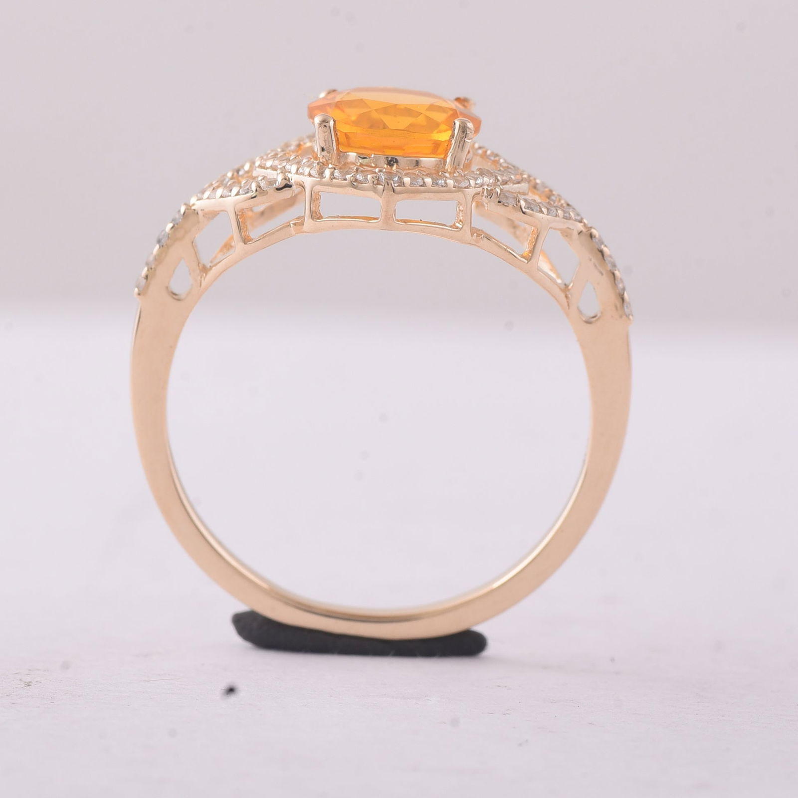 1.03 Ct Round Br.Opal 9K Gold Ring - 3