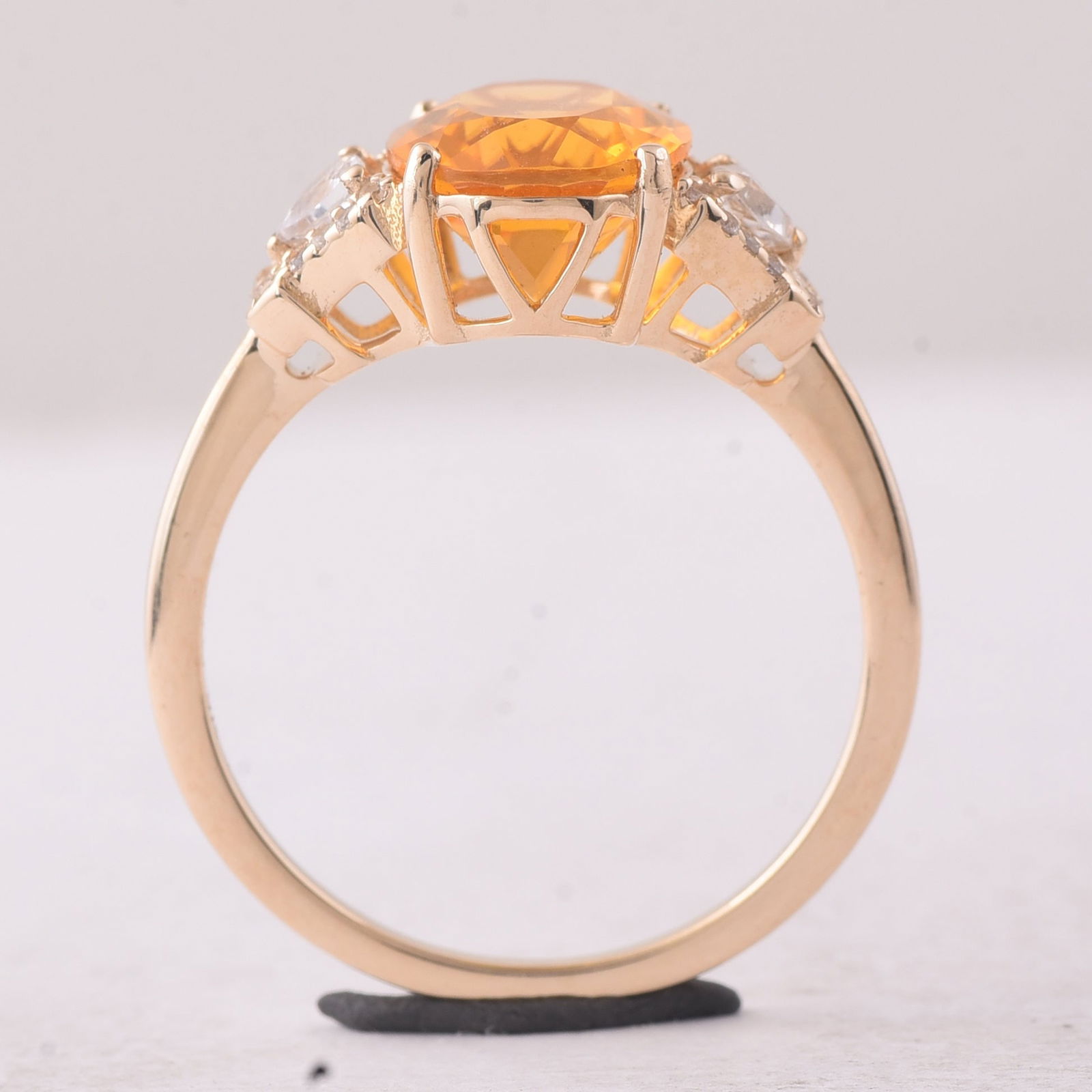 2.09 Ct Oval Fire Opal 9K Gold Ring - 4