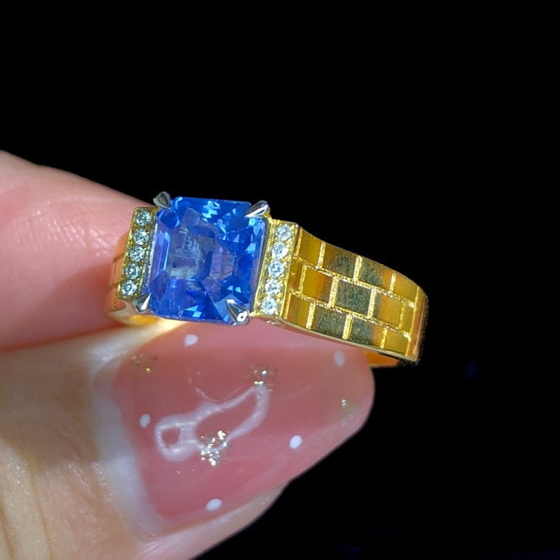 14K GOLD 2.03 CTW NATURAL SAPPHIRE & DIAMOND RING - 2