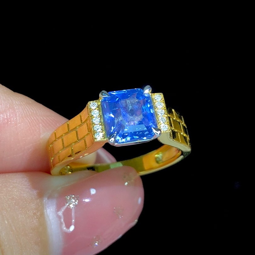 14K GOLD 2.03 CTW NATURAL SAPPHIRE & DIAMOND RING - 7