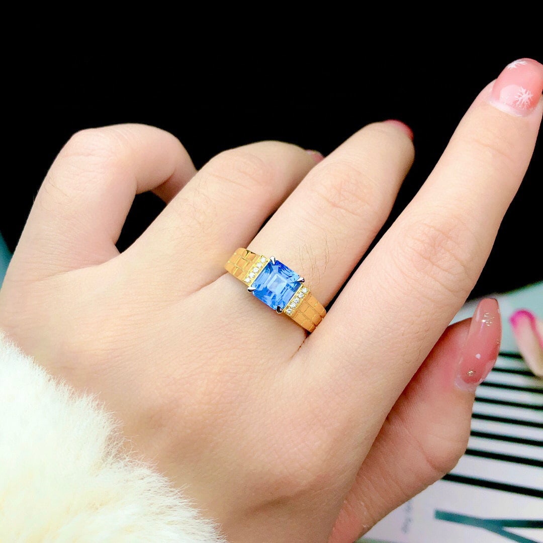 14K GOLD 2.03 CTW NATURAL SAPPHIRE & DIAMOND RING - 8