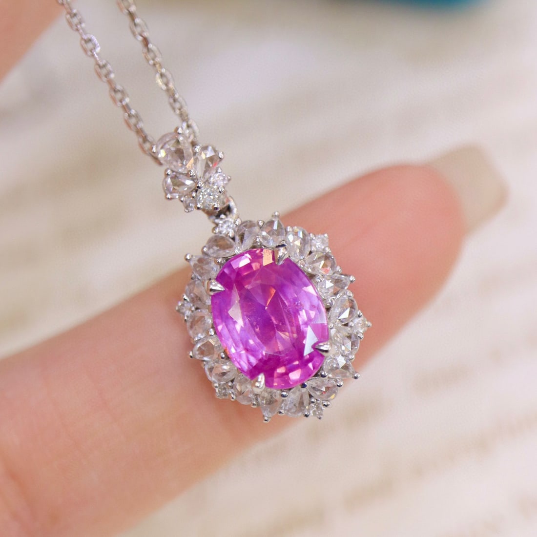 14K GOLD 2.49 CTW NATURAL SAPPHIRE & DIAMOND PENDANT - 3