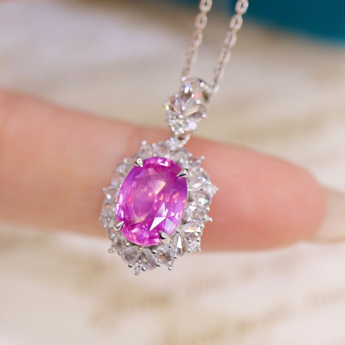 14K GOLD 2.49 CTW NATURAL SAPPHIRE & DIAMOND PENDANT - 4