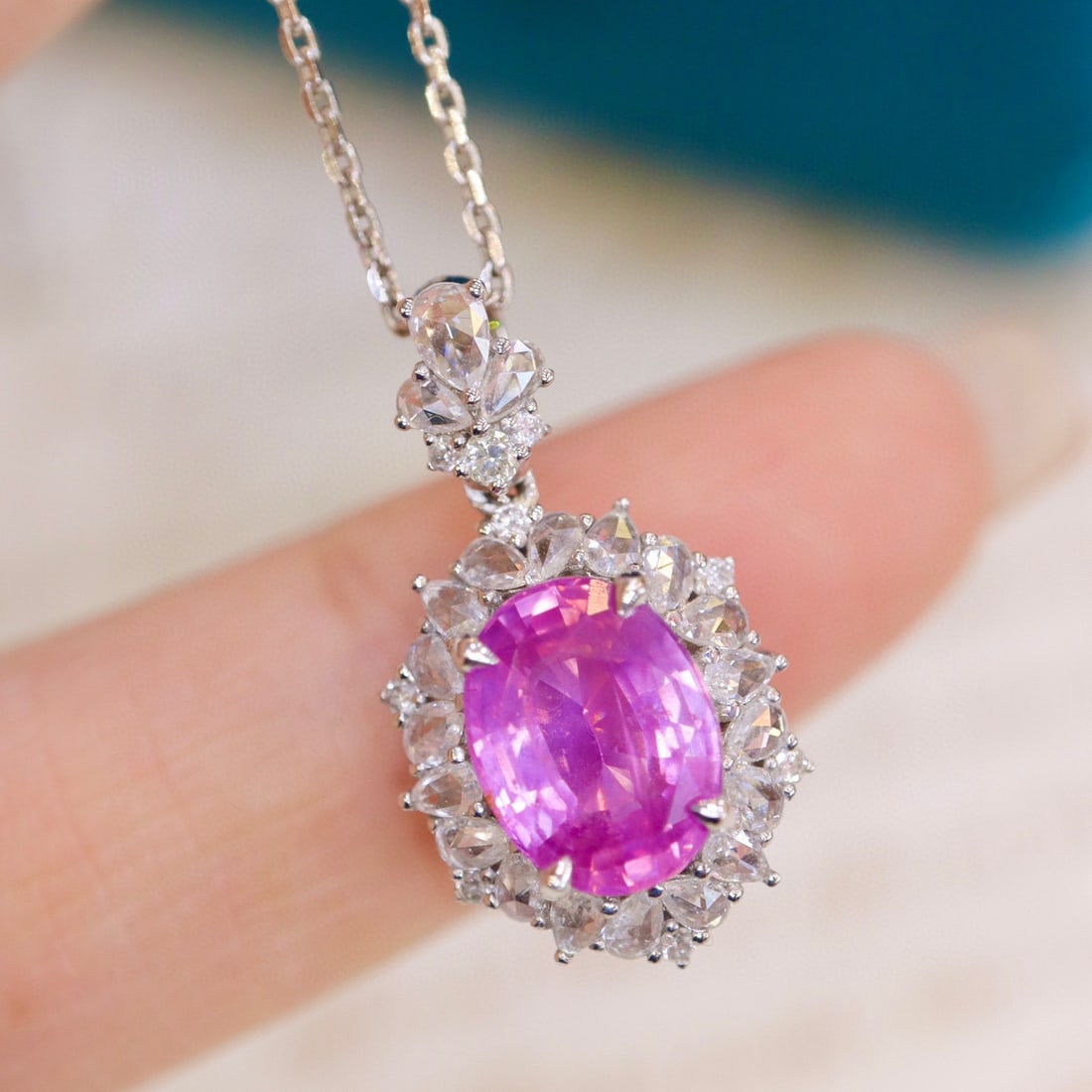 14K GOLD 2.49 CTW NATURAL SAPPHIRE & DIAMOND PENDANT - 5