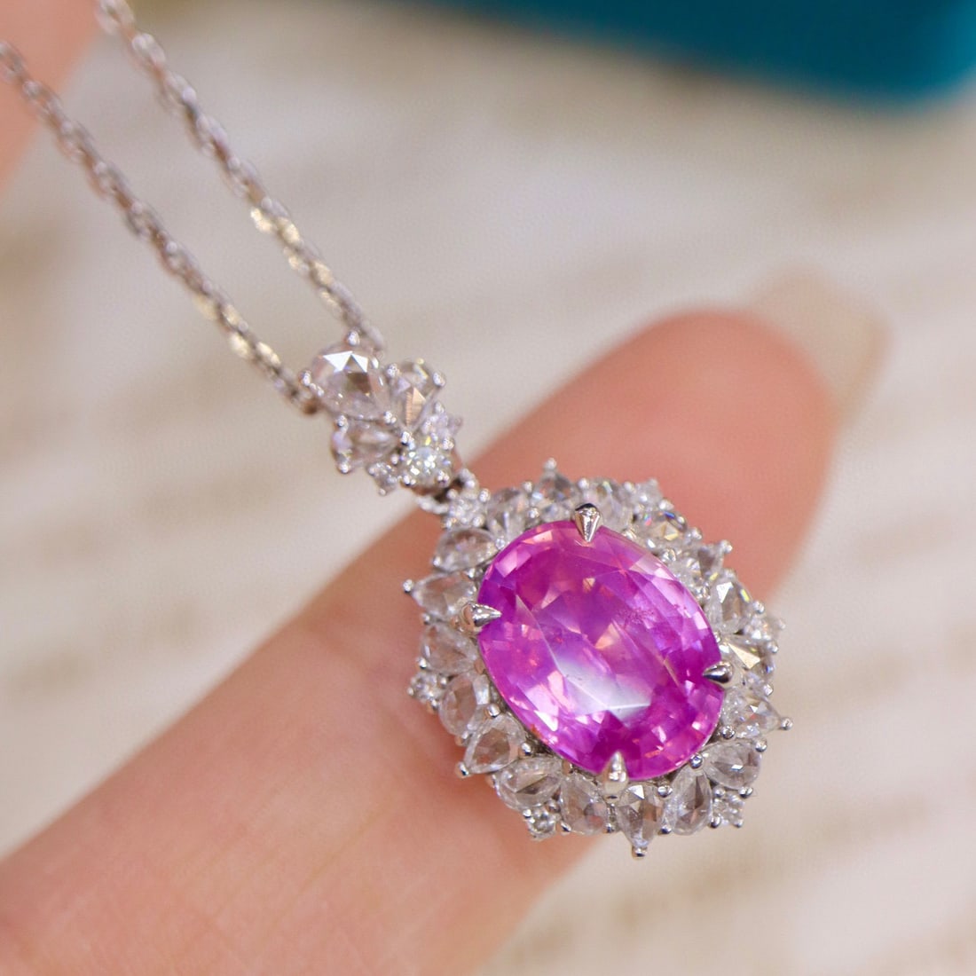 14K GOLD 2.49 CTW NATURAL SAPPHIRE & DIAMOND PENDANT - 6