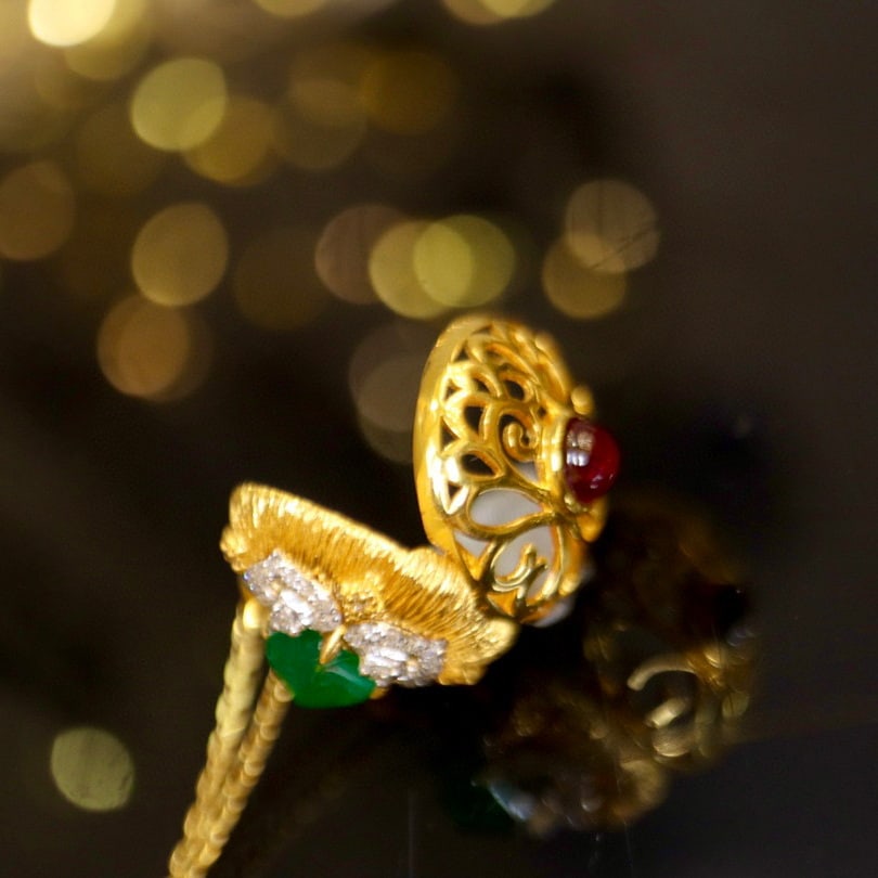 14K GOLD 1.28 CTW VIVID GREEN NATURAL EMERALD & DIAMOND PENDANT - 4