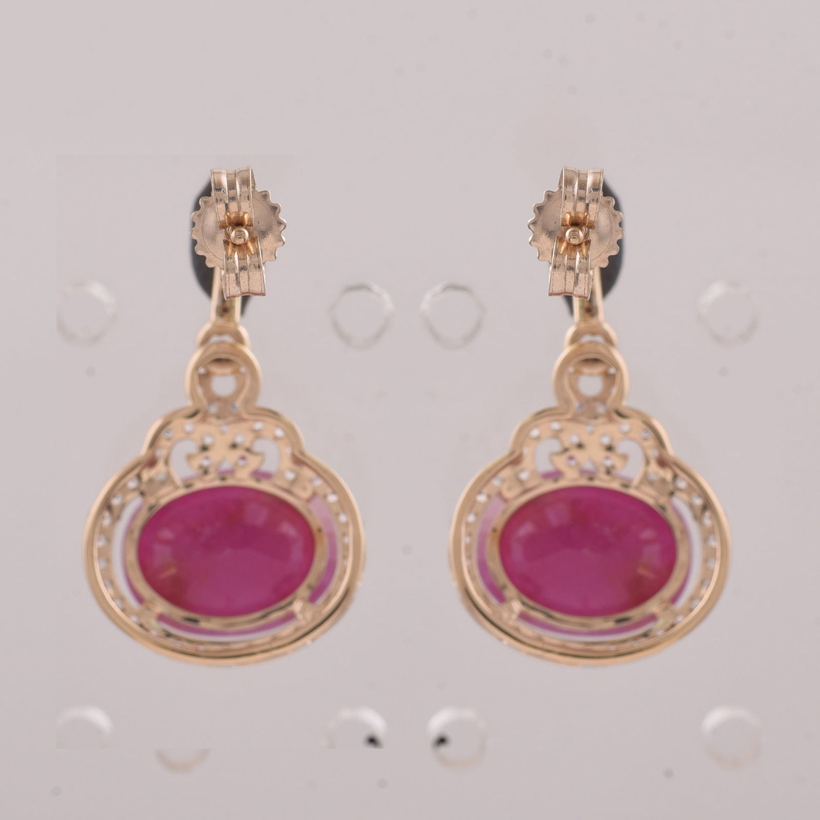 5.39 Ct Oval Ruby 9K Gold Earrings - 2