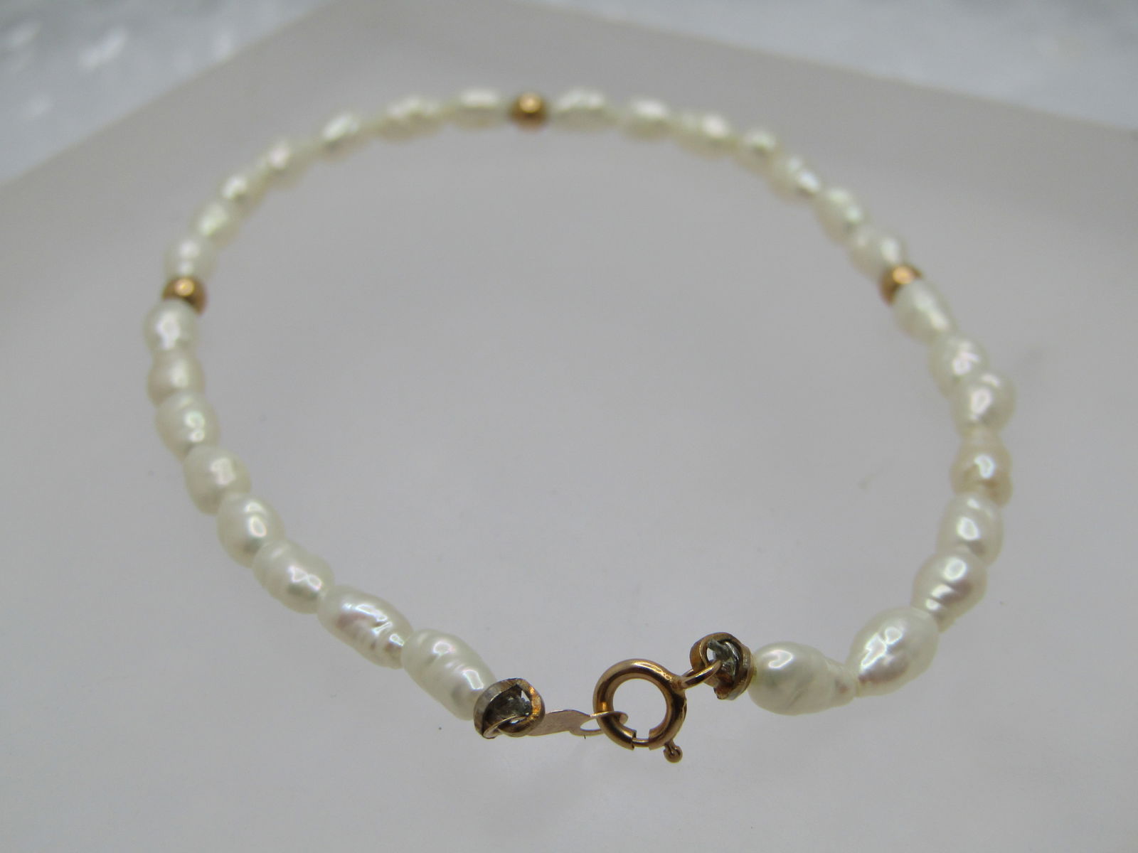 Vintage 14kt Amethyst & Freshwater Pearl Bracelet, 7.25", Signed Tranel - 3