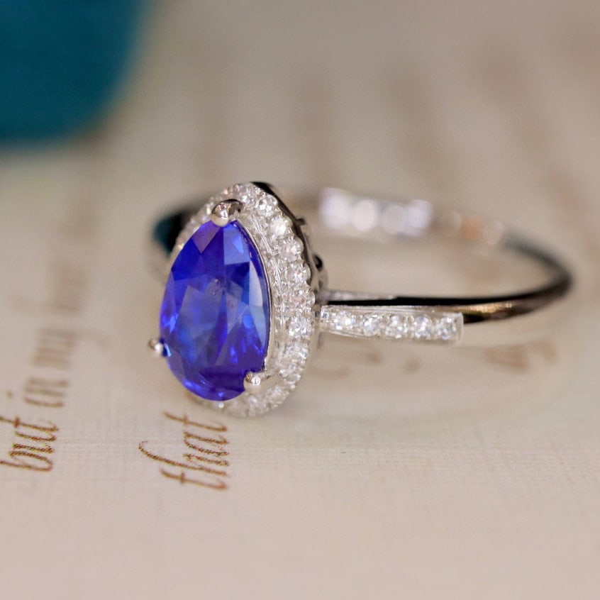 14K GOLD 1.43 CTW NATURAL SAPPHIRE & DIAMOND RING - 2