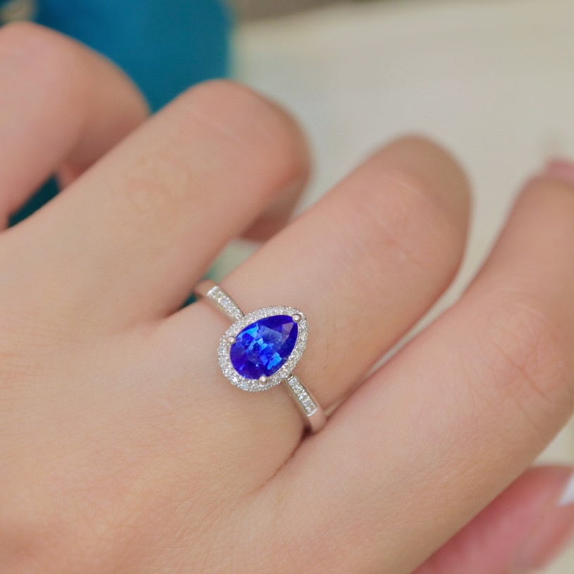 14K GOLD 1.43 CTW NATURAL SAPPHIRE & DIAMOND RING - 6