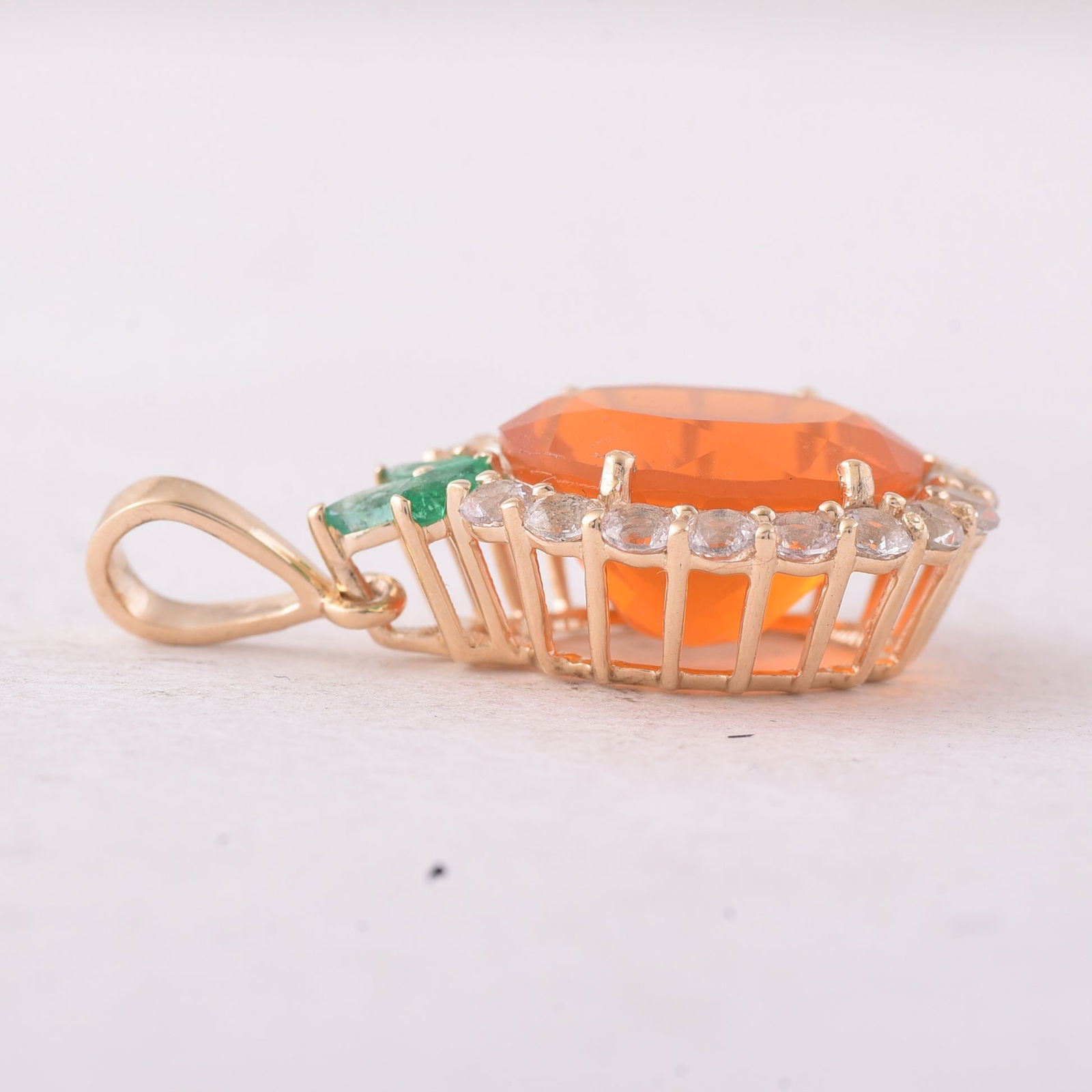 3.46 Ct Oval Fire Opal 9K Gold Pendant - 3