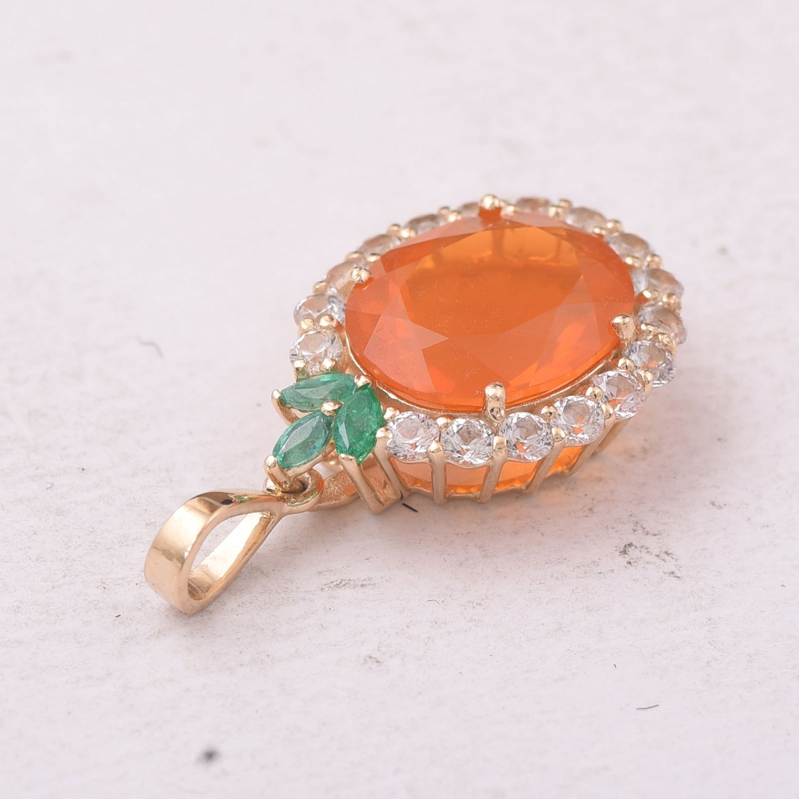 3.46 Ct Oval Fire Opal 9K Gold Pendant - 4