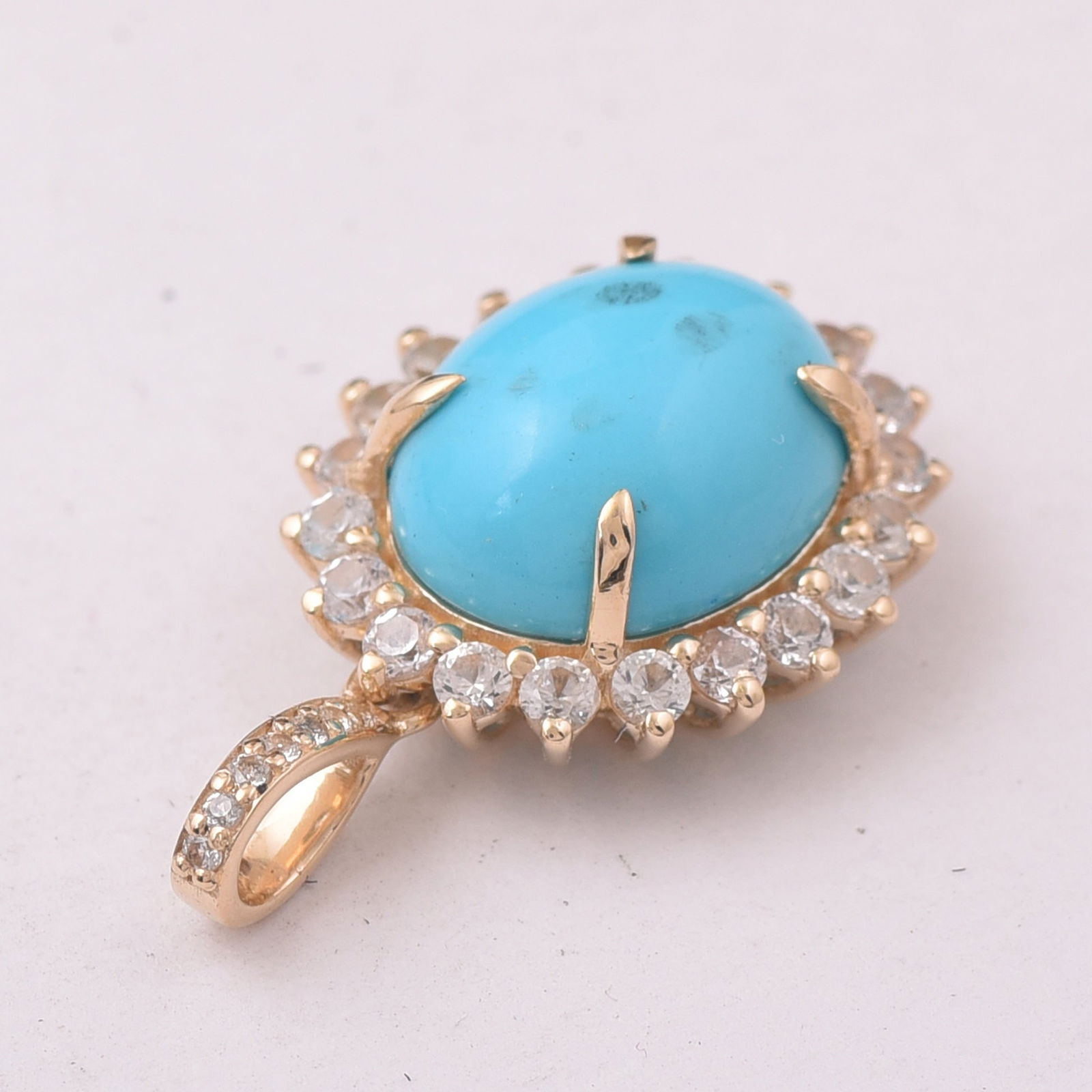 3.46 Ct Oval Turquoise 9K Gold Pendant - 4