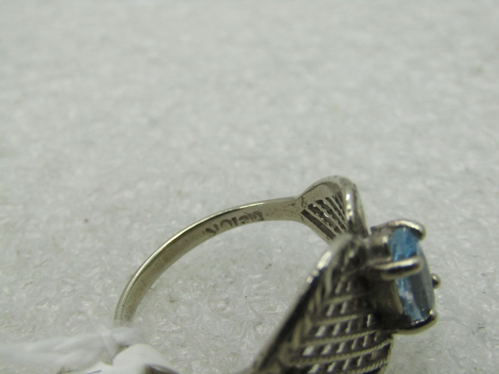 Vintage 10kt Marquise Blue Topaz Ring, Mesh Setting, MOD, 1980's-1990's - 6