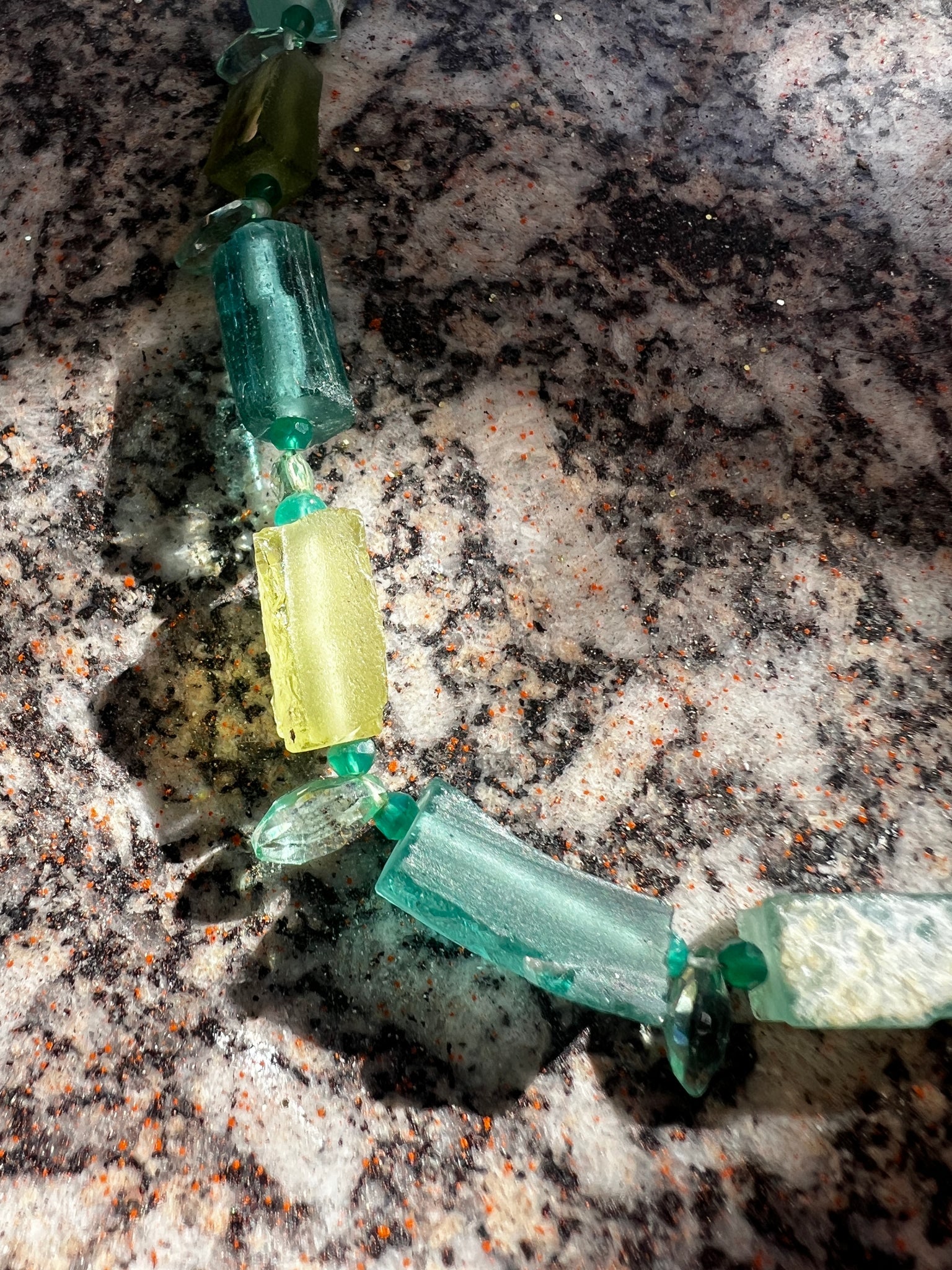 Roman Glass Bead Necklace with Tourmaline - 2