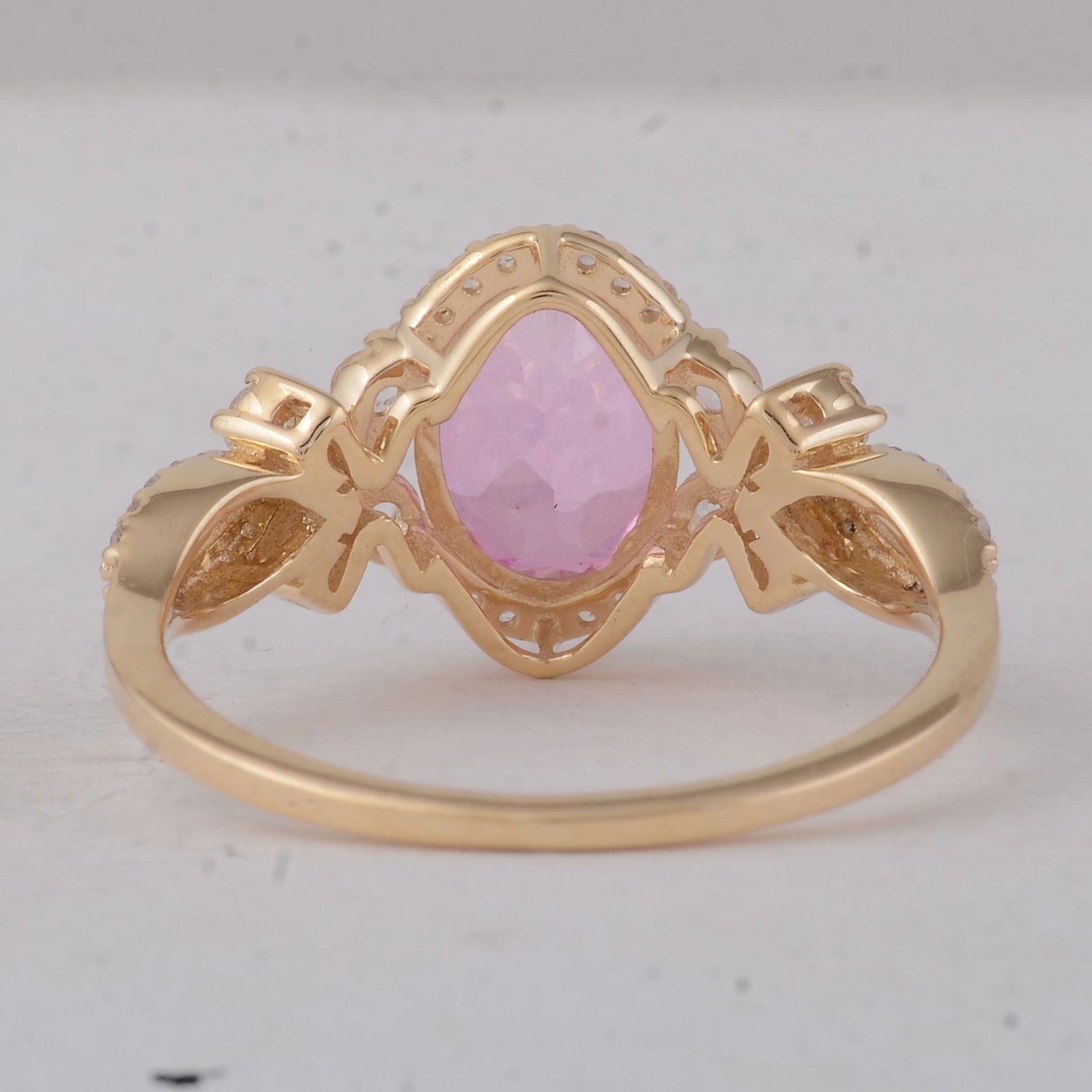 2.18 Ct Oval Pink Topaz 9K Gold Ring - 3
