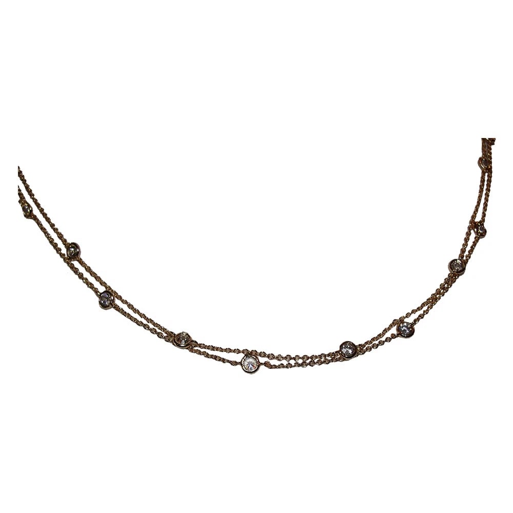 Gold Plated Cubic Zirconia CZ Bezel Set Eternity Necklace - 4