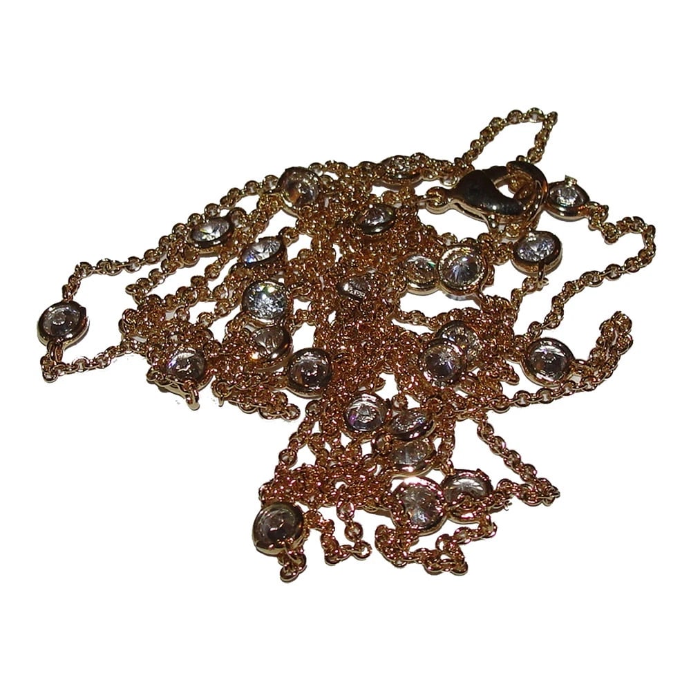 Gold Plated Cubic Zirconia CZ Bezel Set Eternity Necklace - 5