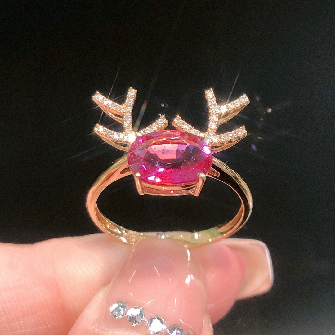 14K GOLD 1.38 CTW NATURAL TOURMALINE & DIAMOND RING - 4