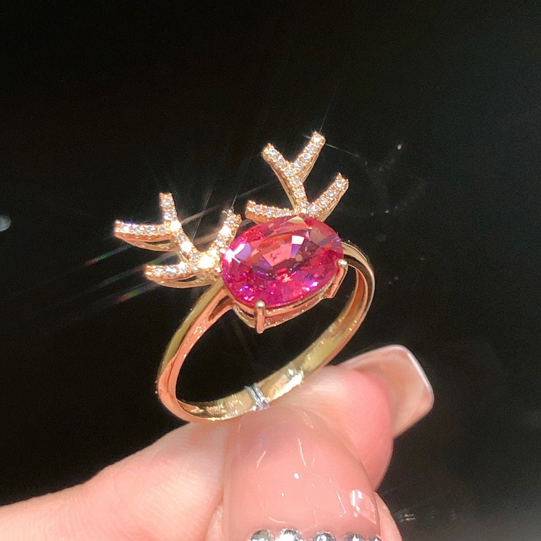 14K GOLD 1.38 CTW NATURAL TOURMALINE & DIAMOND RING - 5