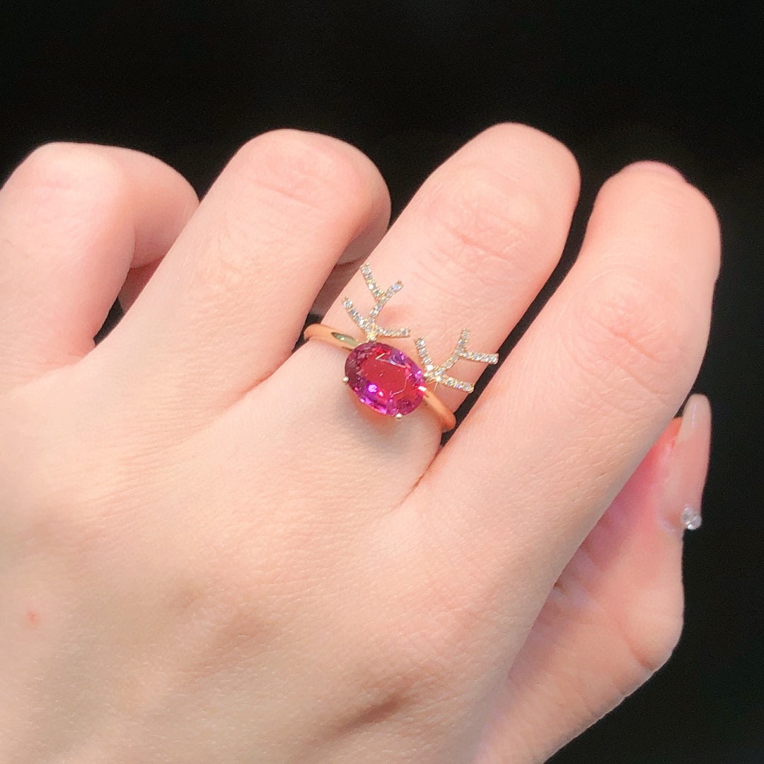 14K GOLD 1.38 CTW NATURAL TOURMALINE & DIAMOND RING - 6