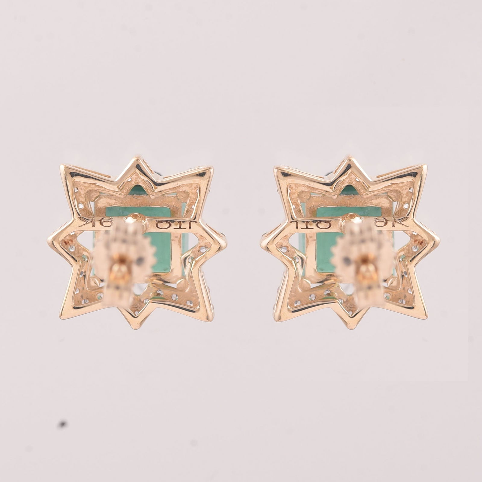 2.41 Ct Square Emerald 9K Gold Earrings - 2