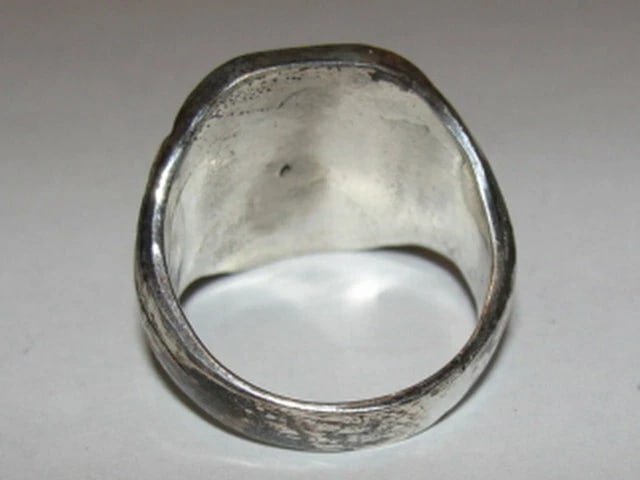 Large Square Shaped Antiqued Sterling Silver Signet Ring Alberto Juan - 4