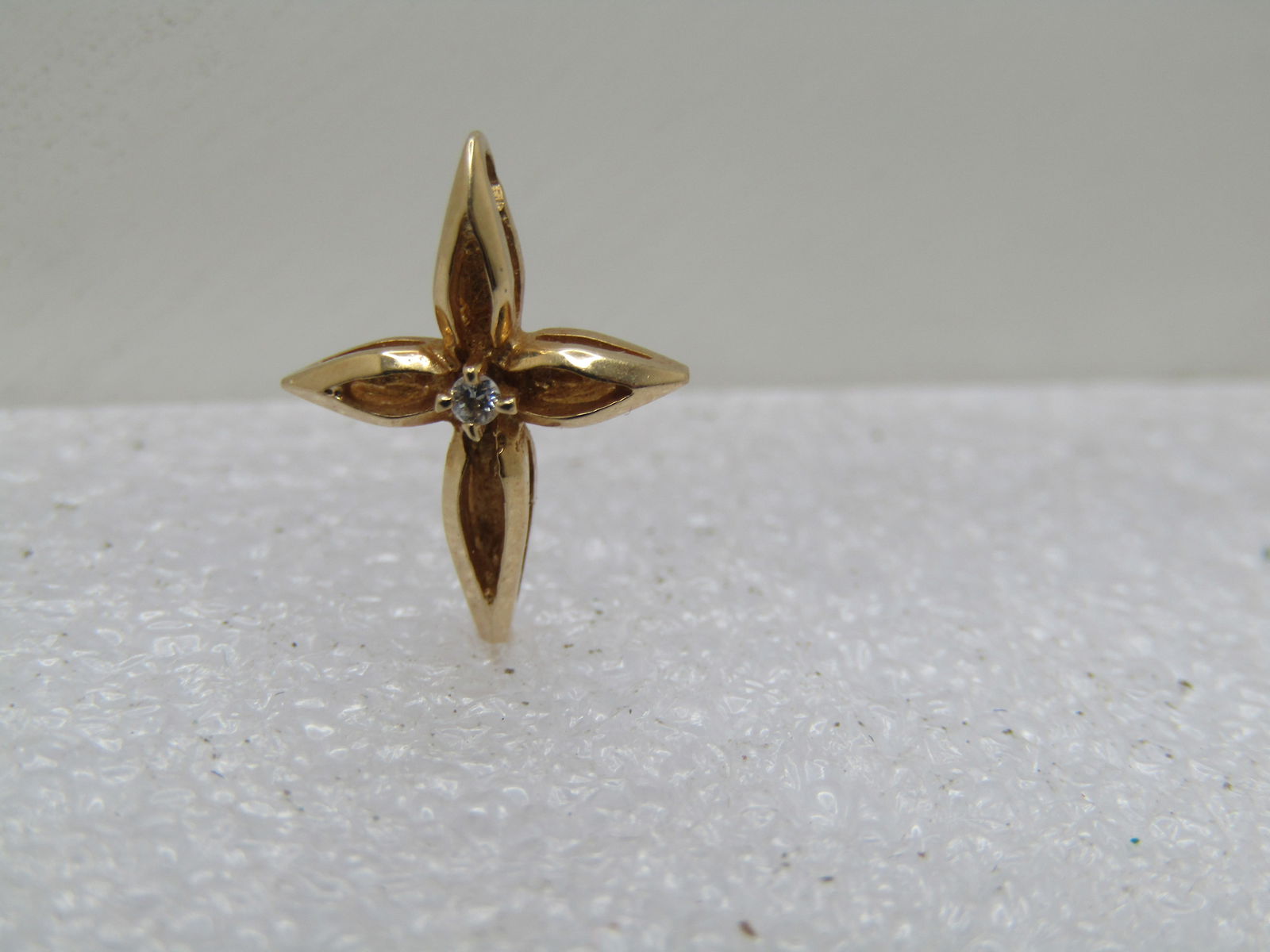 Vintage 14kt Diamond Cross Pendant, Signed, 1960's - 4