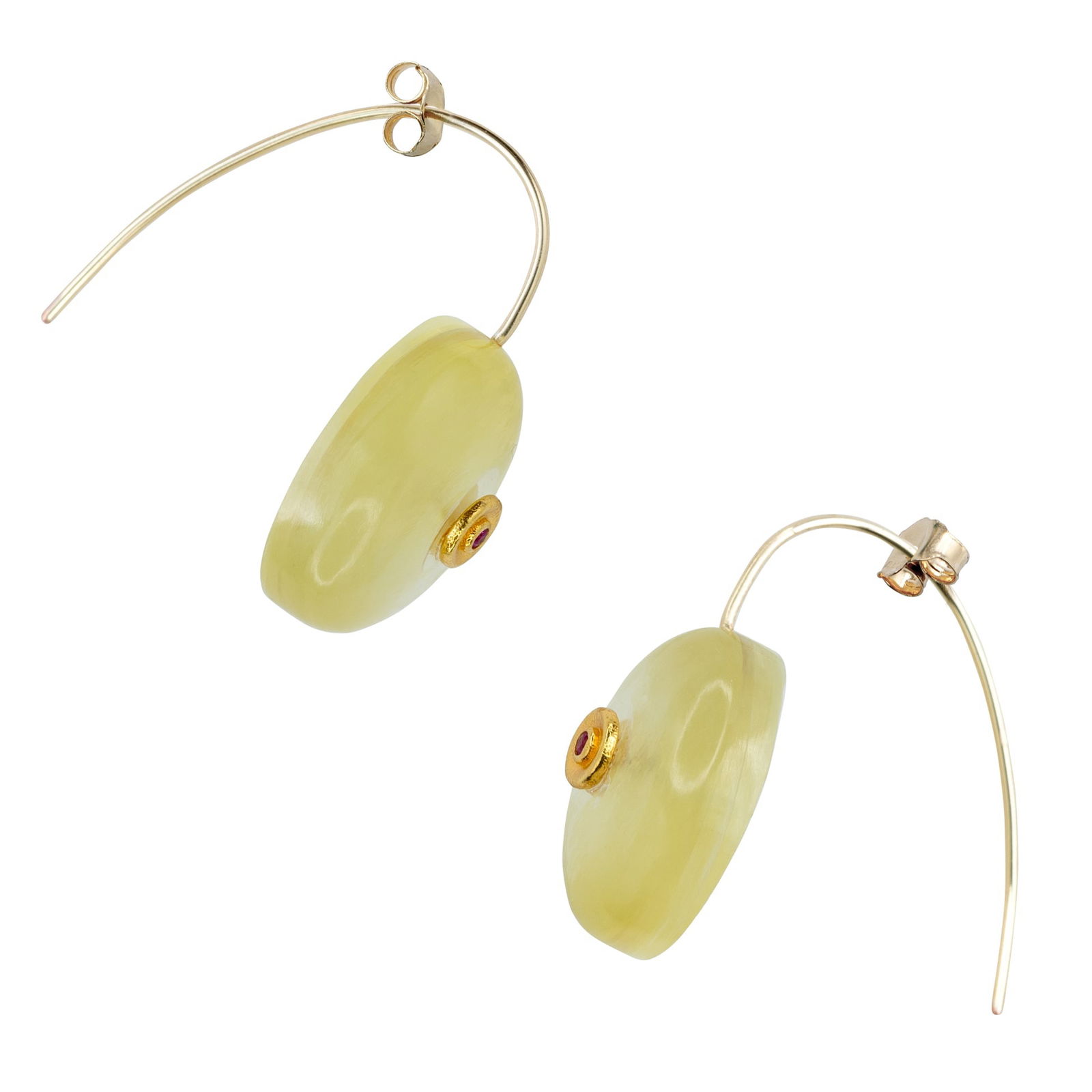 Golden Lepidolite Mica & Tourmaline Drop Earrings in 14K Gold - 6