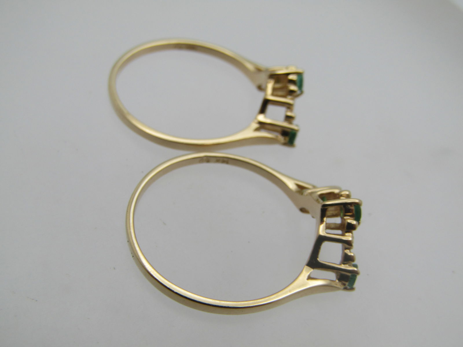 Vintage 14kt Emerald Diamond Blossom Ring with Double Enhancer. Size 9, Signed - 7