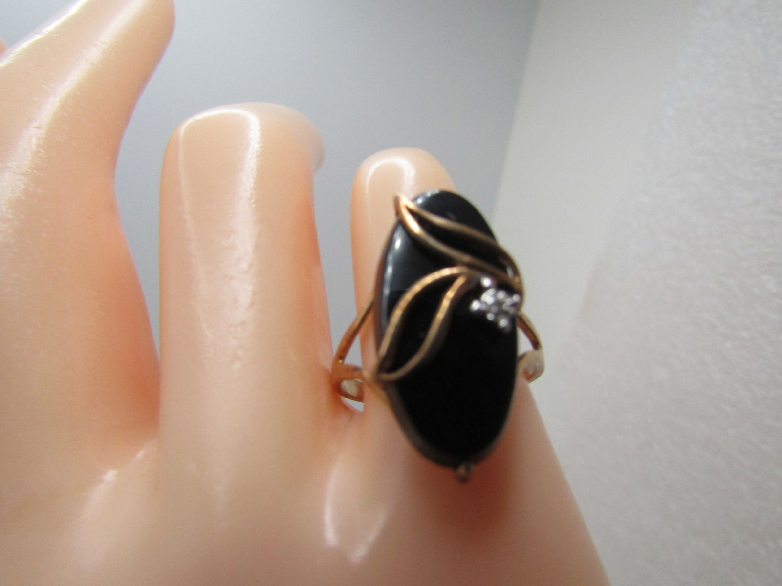 Vintage 10kt Onyx & Diamond Ring, Sz. 6.5, 1960's-1970's, Signed PSCo - 6