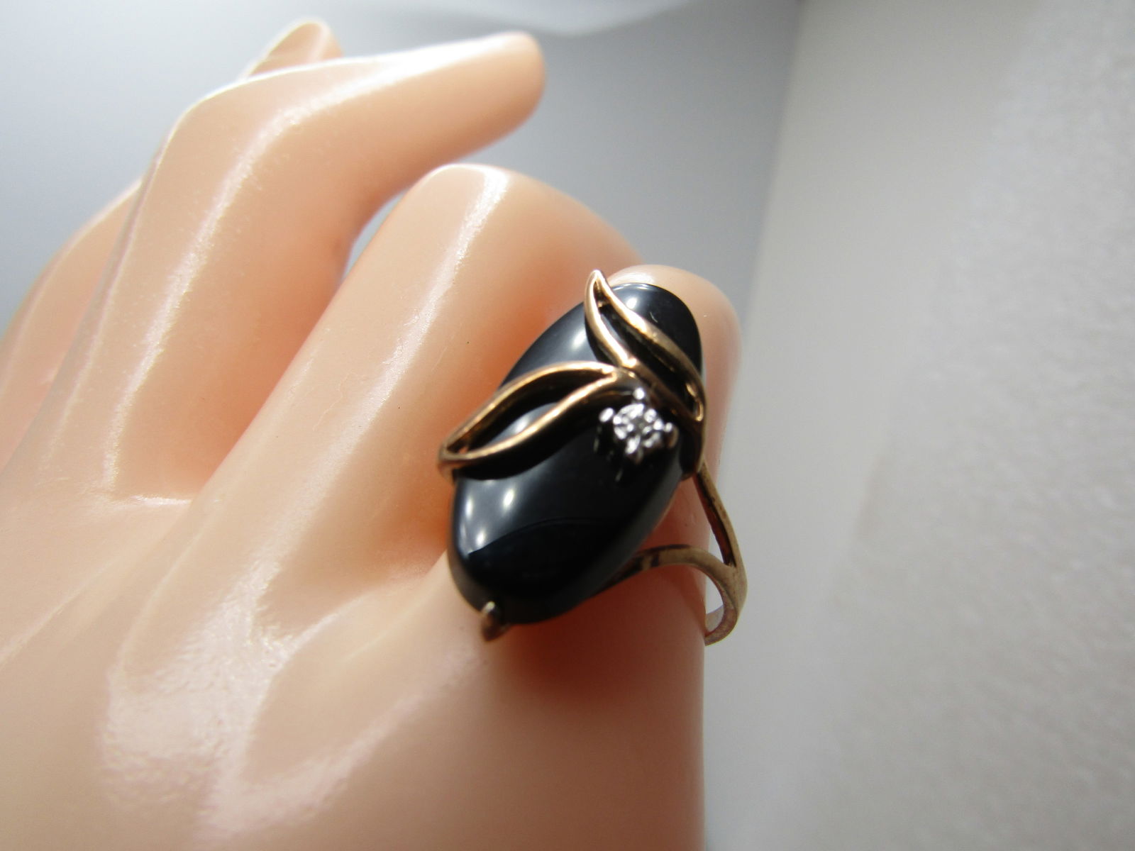 Vintage 10kt Onyx & Diamond Ring, Sz. 6.5, 1960's-1970's, Signed PSCo - 7