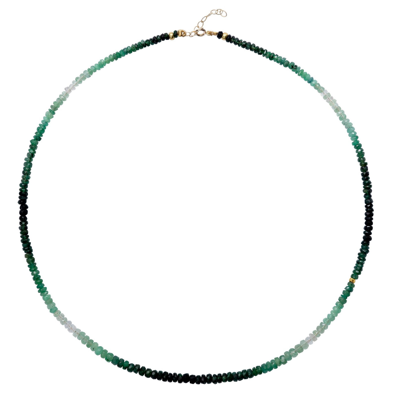 Birthstone May Emerald Ombre Necklace 14K Gold II: Title:Birthstone May Emerald Ombre Necklace 14K Gold IIDescription:Celebrate your personal journey with this Emerald Ombre Necklace, a radiant homage to May's birthstone. As you wear this piece,