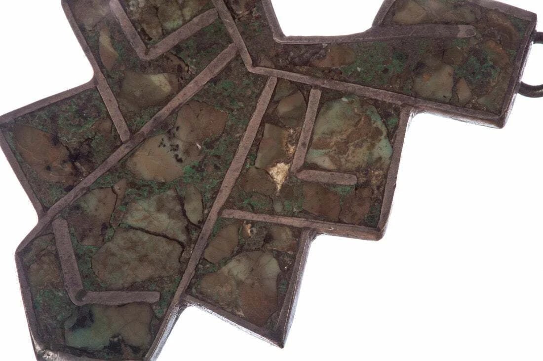 Sterling Silver Hand Made Mexican Turquoise Necklace Bib - 4