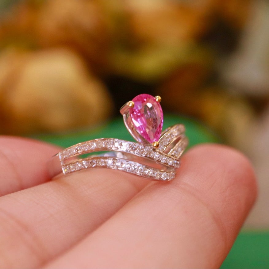 14K GOLD 0.78 CTW NATURAL SAPPHIRE & DIAMOND RING - 2