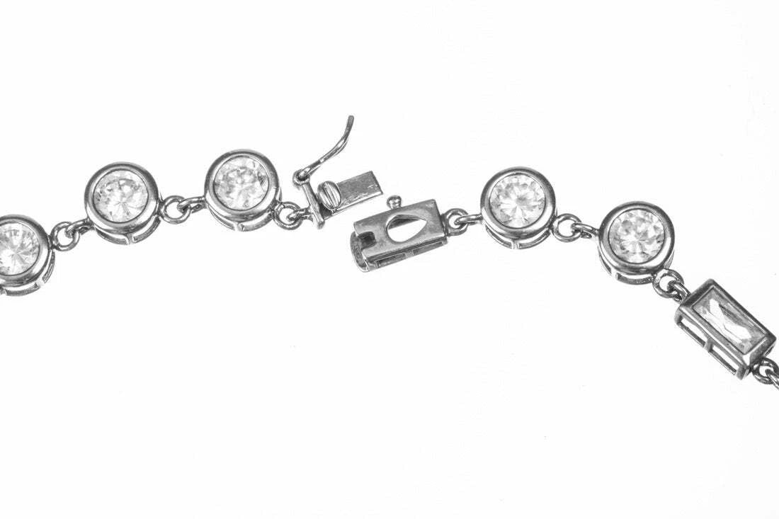 Round and Baguette Bezel Set CZ Eternity Necklace - 4
