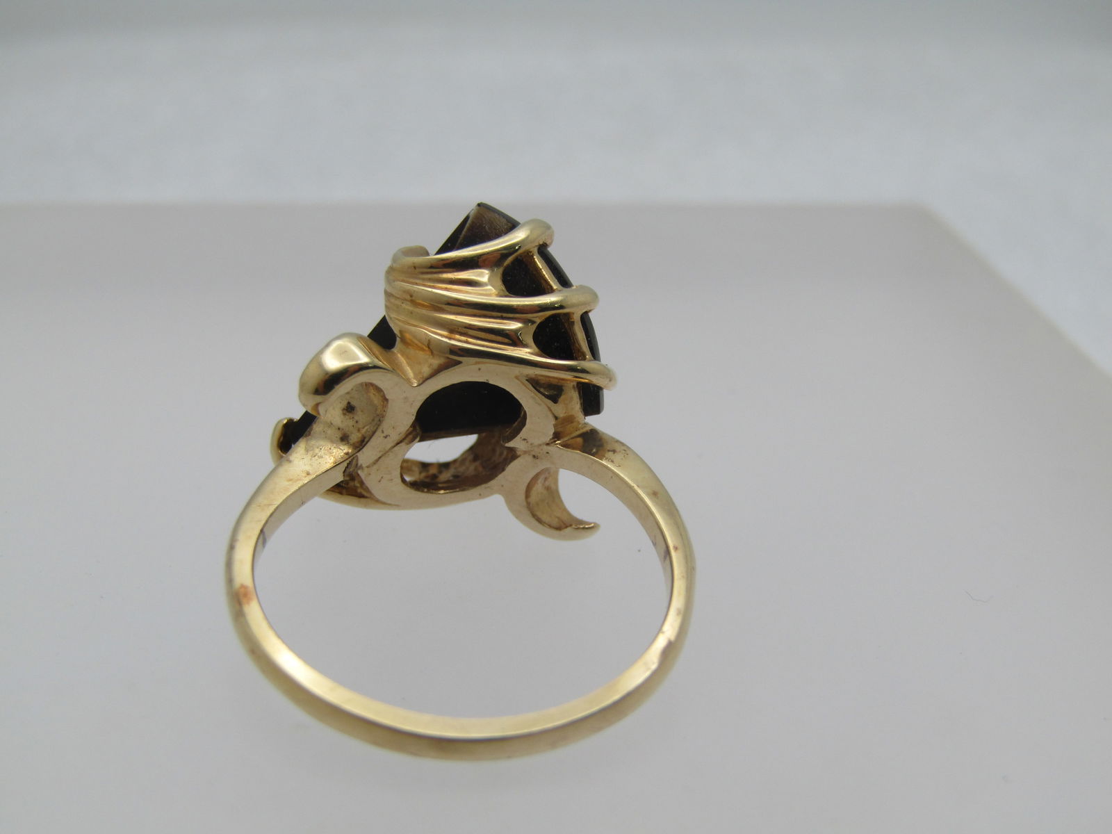 Vintage 10kt Smoky Topaz Ring, Triangular Angled Stone, Sz. 8. Signed GTR - 6