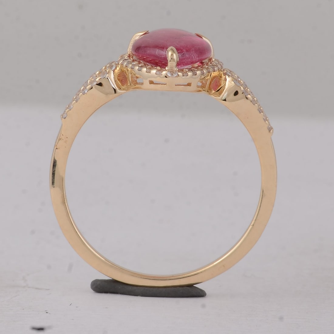 1.99 Ct Fancy Cab Pink Tourmaline 9K Gold Ring - 4