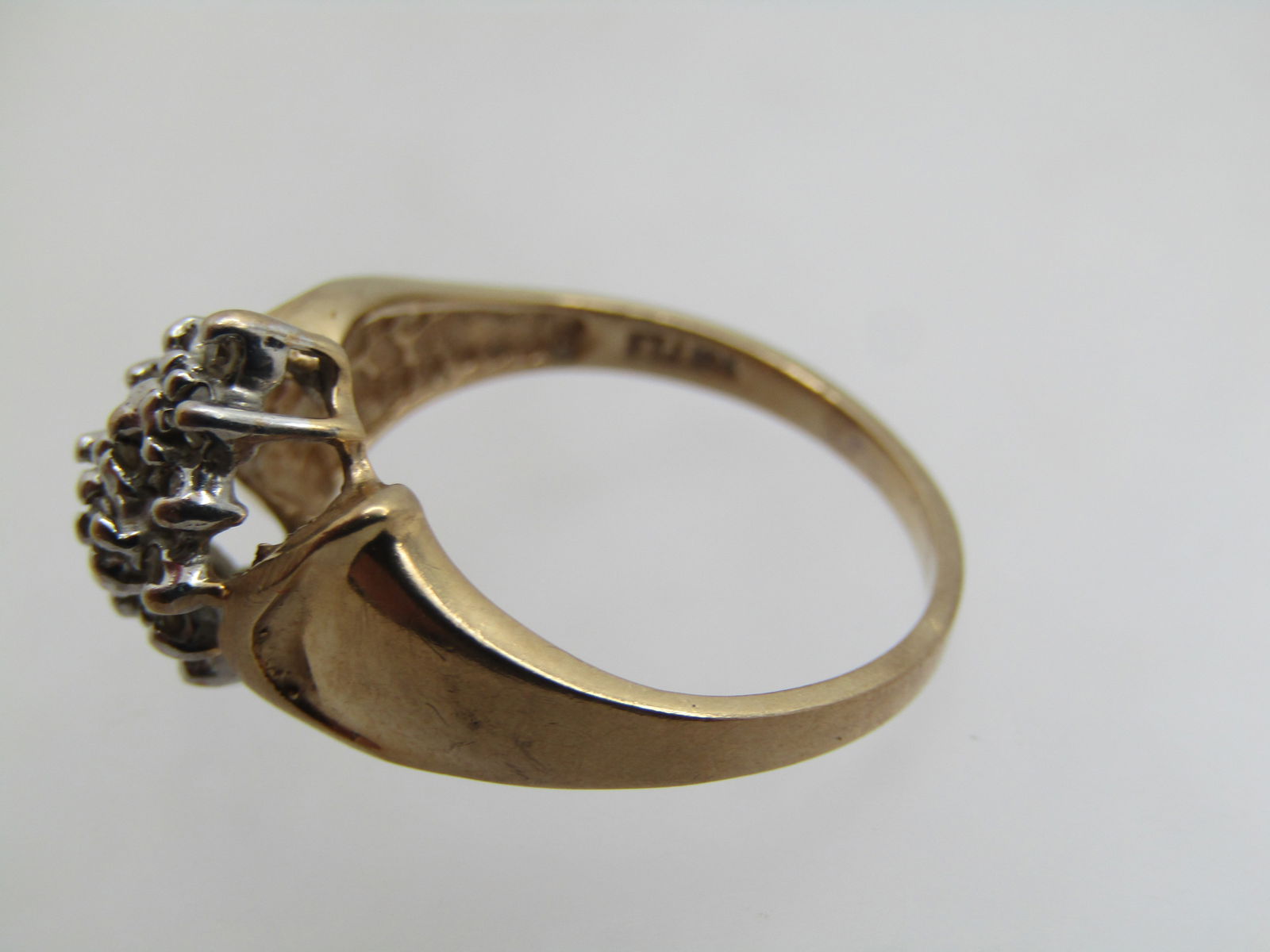 Vintage 10kt Diamond Cluster Waterfall Ring, Sz. 6, 1980's, Signed - 5