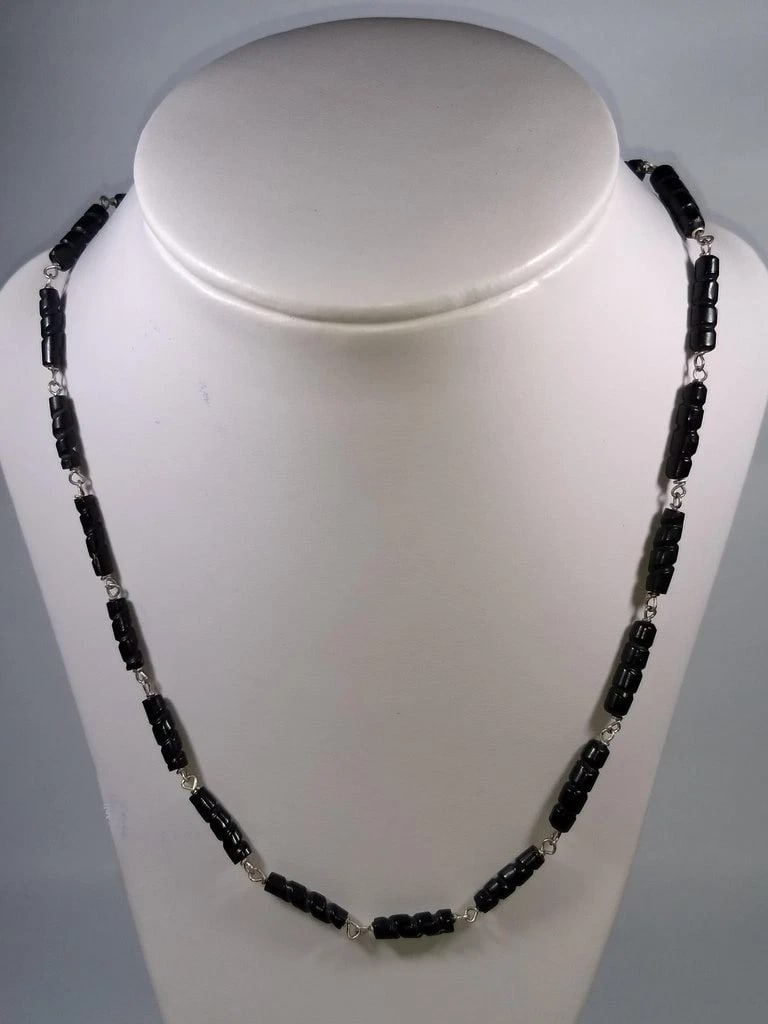 Alberto Juan Mexican Handmade Sterling Silver Carved Black Coral Bead Necklace - 2