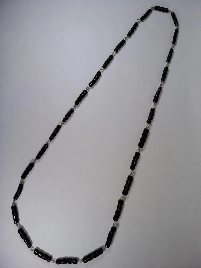 Alberto Juan Mexican Handmade Sterling Silver Carved Black Coral Bead Necklace - 4
