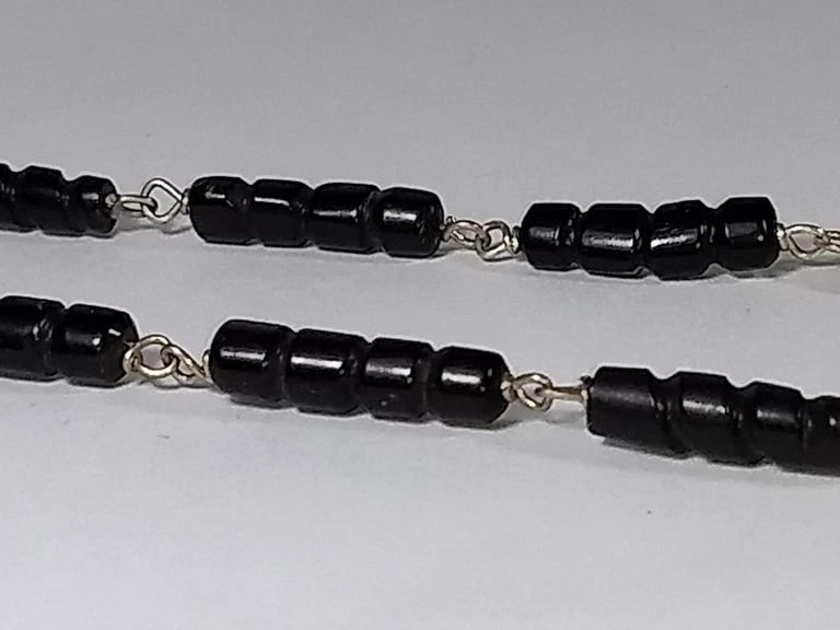 Alberto Juan Mexican Handmade Sterling Silver Carved Black Coral Bead Necklace - 5
