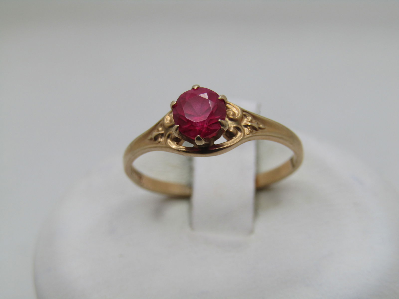 Vintage 10kt Ruby Ring, Sz. 5.5, Woman's, Scrolled. Appx. .50 ctw. 1930's-1950's - 2